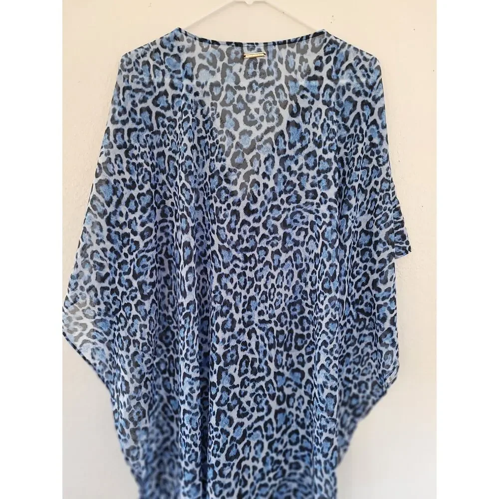 Michael Kors Women's Animal Print Tide Blue Swim Cover Up Size M/L‎ #17